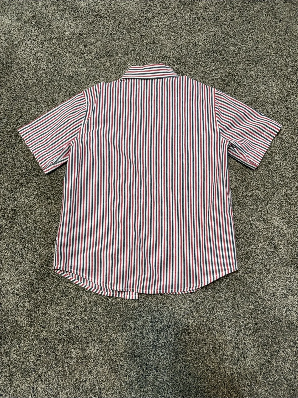 Old Navy Red, Blue & White Striped Short-Sleeve Button-Down Shirt
